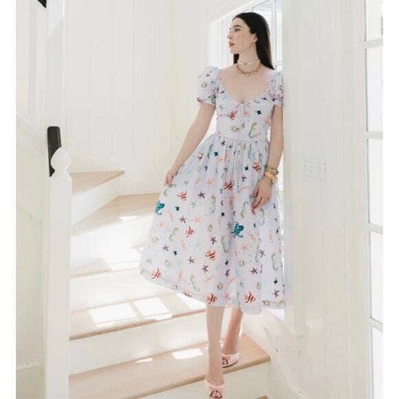 NWT HILL HOUSE HOME The Ophelia Dress in Sea Creatures Print M - Picture 10 of 10